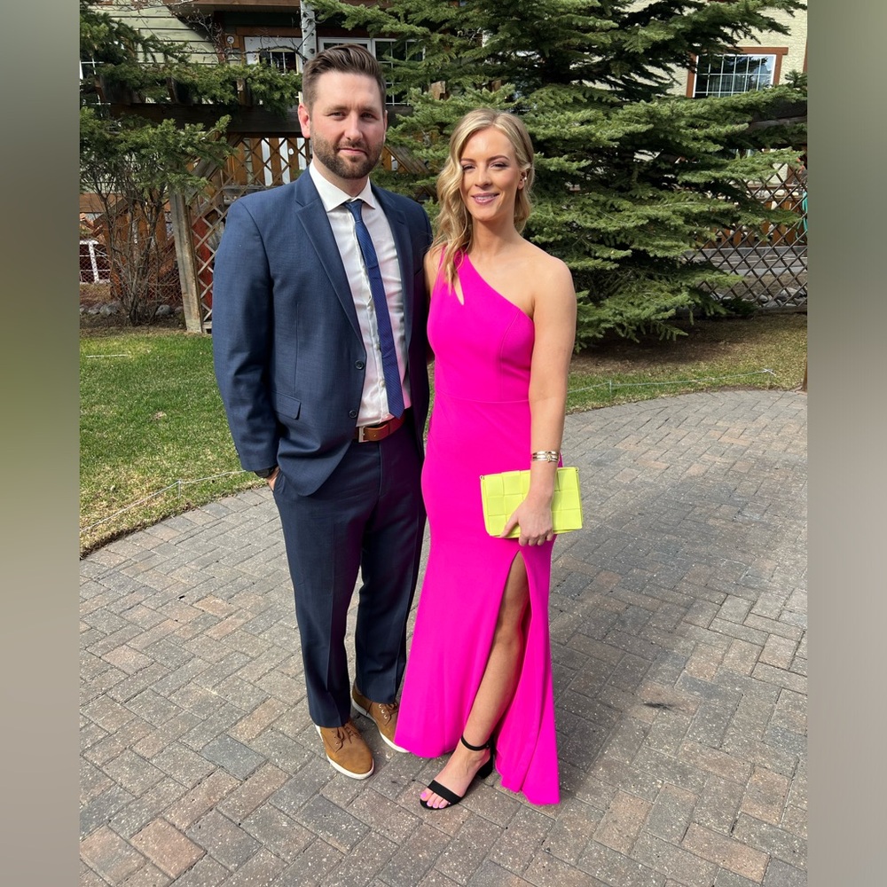 Pink one shoulder gown size 4